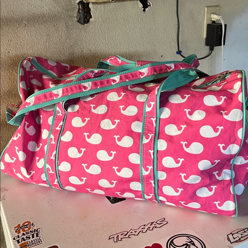 Pink and White Whale Print Duffel Bag‎ “GRAMMIE” - Picture 5 of 15